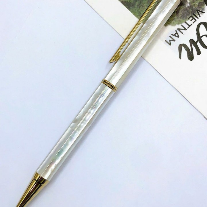 White Pearl Signature Pen-Titanium Gold plated-INSPIRED